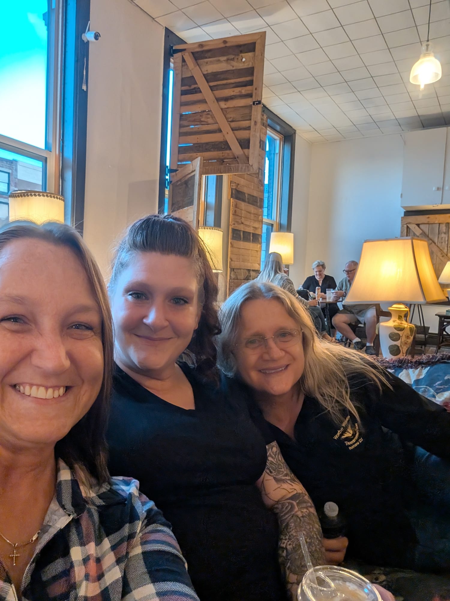 Three women out for coffee together.